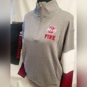 Victoria's Secret PINK UMASS Campus BLING 3-Piece Set- Pullover, Tee & Legging M